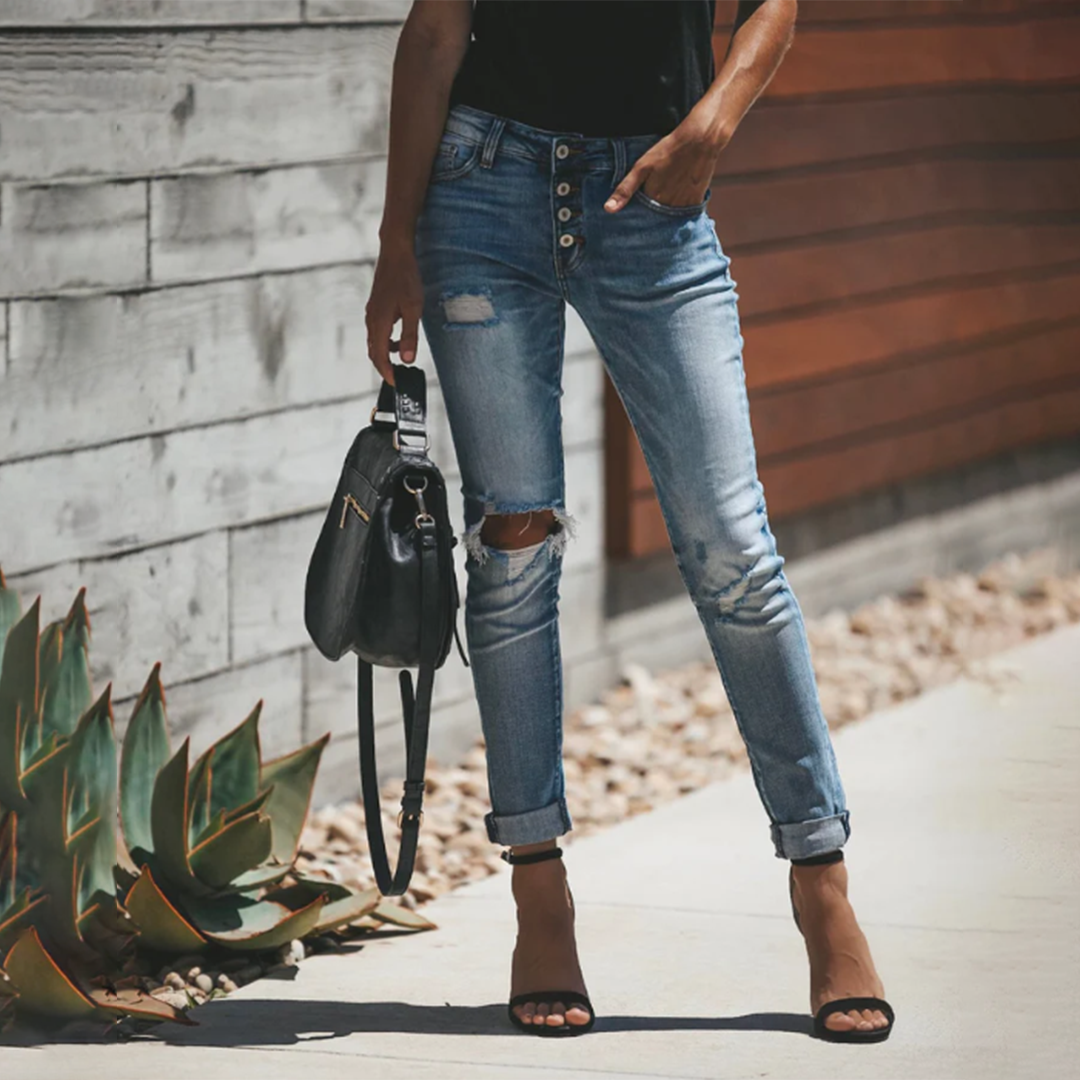 Damen Ripped Denim Jeans