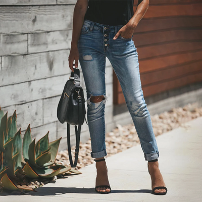 Damen Ripped Denim Jeans