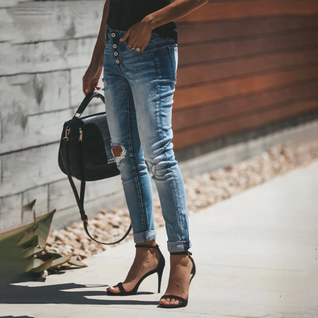 Damen Ripped Denim Jeans