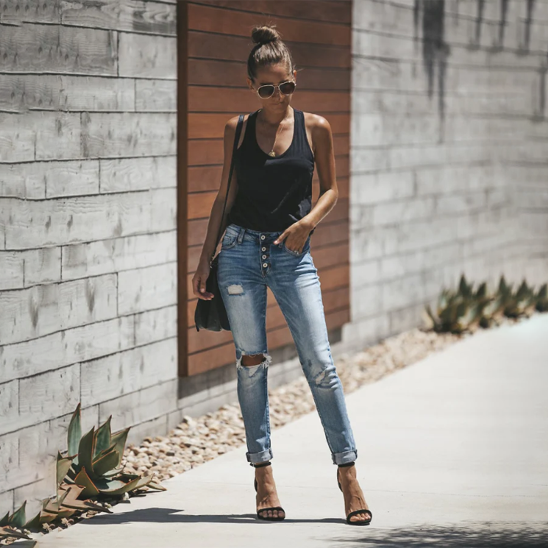 Damen Ripped Denim Jeans