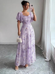 Blumenkleid Maxi Sommer Elegant – Helllila