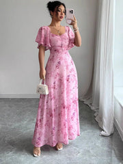 Blumenkleid Maxi Sommer Elegant – Rosa