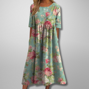 Blumenmuster Midikleid für Frauen – Elegantes Sommerkleid für jeden Anlass – Minzgrün