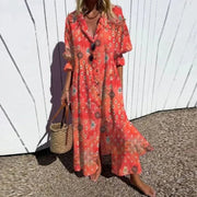 Böhmisches Maxi Kleid – Elegantes Sommermaxikleid für Frauen, Ideal für Strand und Sommerfeste – Rot