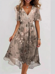 Boho Sommerkleid für Frauen | Elegantes Maxikleid mit Bauchbedeckung – Braun