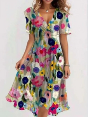 Boho Sommerkleid für Frauen | Elegantes Maxikleid mit Bauchbedeckung – Mehrfarbig