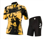 BORA Fahrradbekleidung | Kurzarmtrikot + Trägershorts – gelb