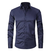 Braony | Klassisches Langarmh Herrenhemd mit modernem Slim-Fit – Dunkel Blau