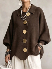 Kaelinae - Schwerer Oversize-Cardigan – Braun
