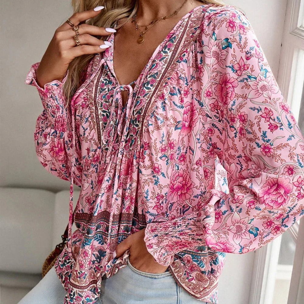 Nami - Modische Damen Bluse mit Blumenmuster  Stilvolles Oberteil