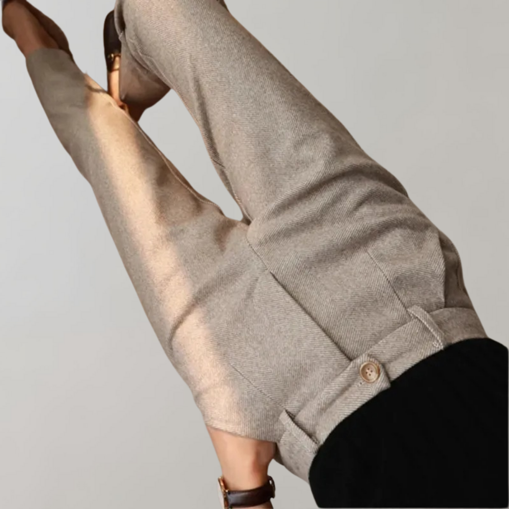 Stoffhose mit hohem Bund | Zarte Struktur | Eleganter Schnitt