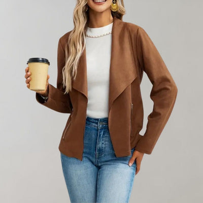 Jacke mit Wasserfallkragen | Stilvolle Eleganz | Weiches Material