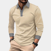 Mason | Herren Langarm Poloshirt Slim Fit Freizeithemd – Aprikose