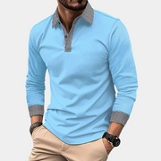 Mason | Herren Langarm Poloshirt Slim Fit Freizeithemd – Himmelblau