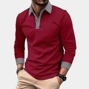Mason | Herren Langarm Poloshirt Slim Fit Freizeithemd – Bordeaux