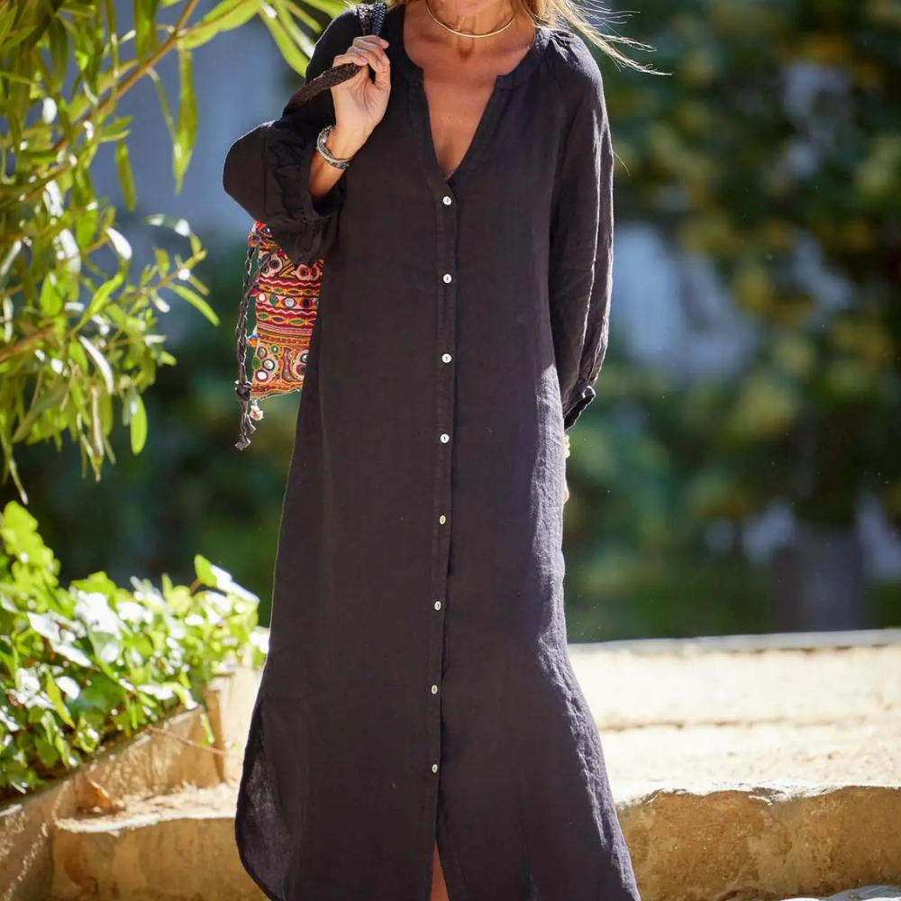 Ryzza - Leichtes Langes Kleid Damen Lässiger Sommer