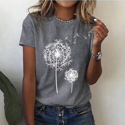 T-Shirt mit Pusteblumen-Print | Rundhals | Lässiger Schnitt