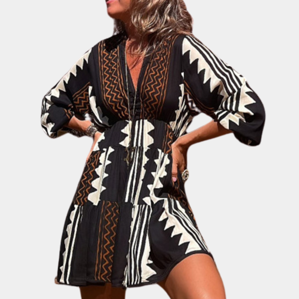 Boho-Kleid mit Ethno-Muster | Luftiger Schnitt | Stilvolle Details