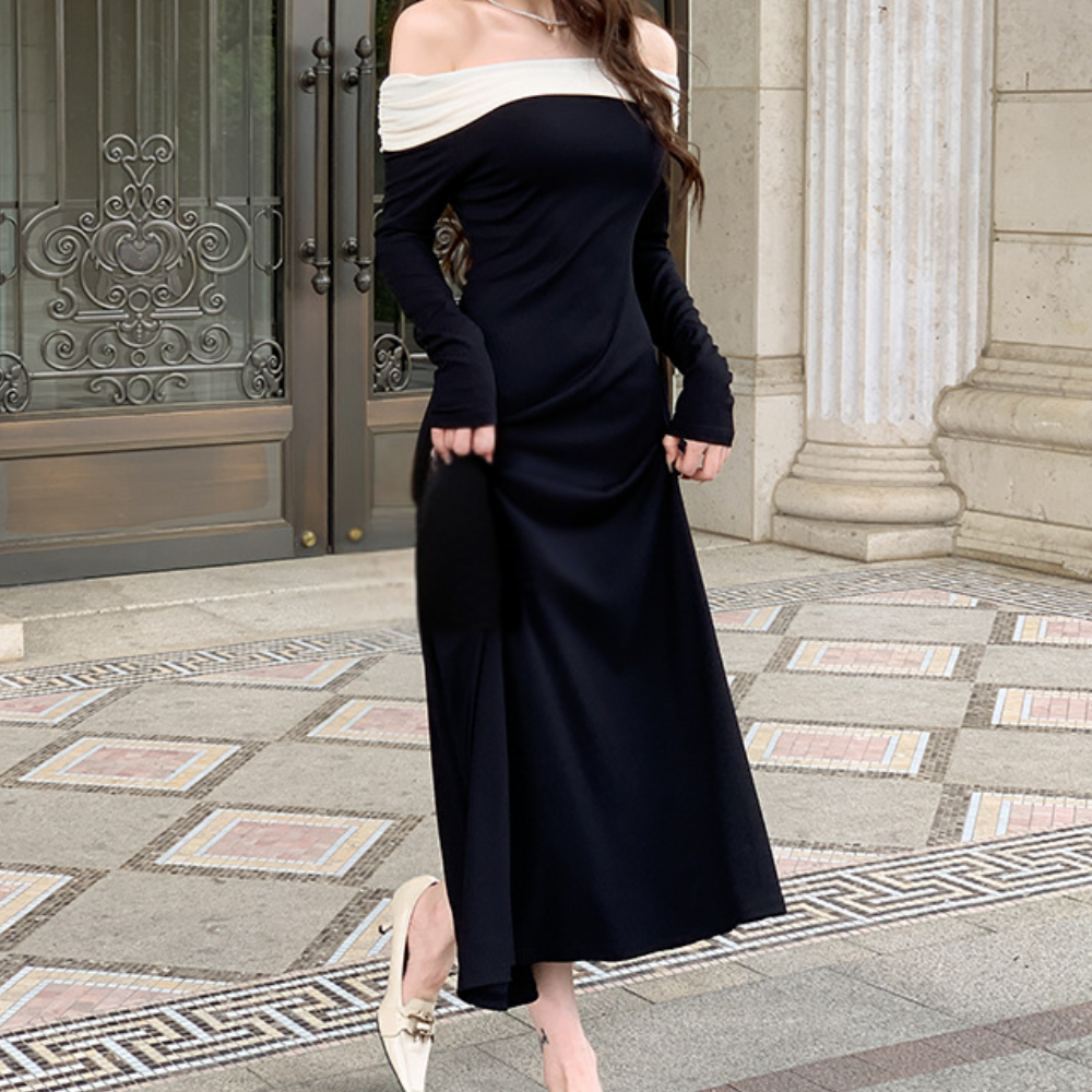 Elegantes Damen Maxi-Kleid | Schulterfreier Schnitt & Feminine Silhouette