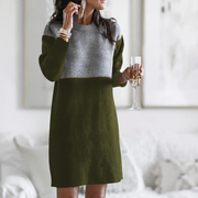 Hanna | Damen Strickpullover Kleid gemütlich & elegant – Grün