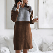 Hanna | Damen Strickpullover Kleid gemütlich & elegant – Braun