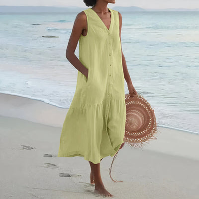 Ärmelloses Leinen Strandkleid für Damen
