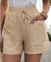 Daphne - Luftige Paperbag-Shorts – Khaki