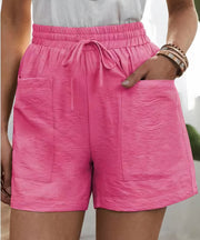 Daphne - Luftige Paperbag-Shorts – Rosa