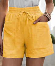 Daphne - Luftige Paperbag-Shorts – Gelb