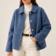 Genevara - Soft-Touch-Kurzjacke – Blau
