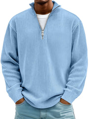 Blackden - Rippstrick-Half-Zip-Pullover – Blau