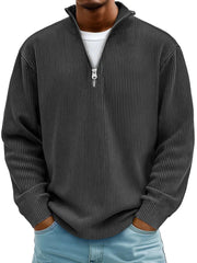 Blackden - Rippstrick-Half-Zip-Pullover – Schwarz