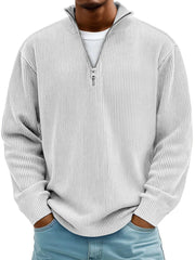 Blackden - Rippstrick-Half-Zip-Pullover – Weiß