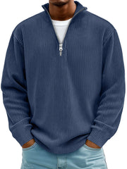 Blackden - Rippstrick-Half-Zip-Pullover – Marineblau