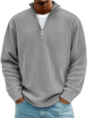 Blackden - Rippstrick-Half-Zip-Pullover – Grau