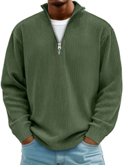 Blackden - Rippstrick-Half-Zip-Pullover – Dunkelgrün