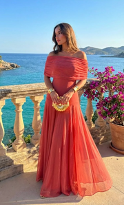 GIORGINA / LANGES DESIGNERKLEID – Terrakotta