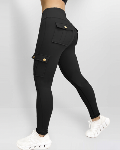 Damen Stretch- Leggings mit Cargo-Taschen