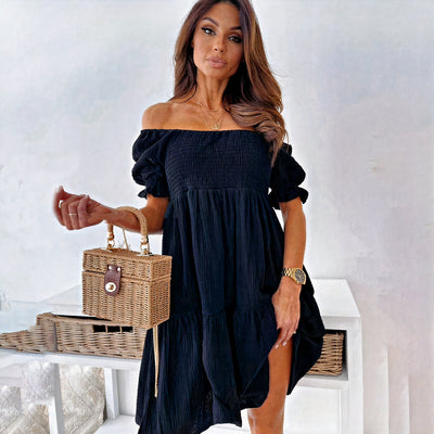 Boho-Schulterfreies Stufenkleid für Damen