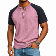 Edgehill - Vintagegewaschenes Henley-T-Shirt – Pink