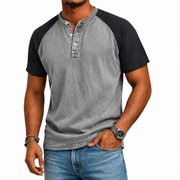 Edgehill - Vintagegewaschenes Henley-T-Shirt – Grau