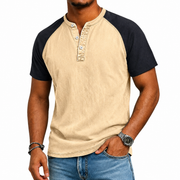Edgehill - Vintagegewaschenes Henley-T-Shirt – Khaki