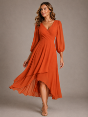 Sabriel - Fließendes Maxikleid – Orange
