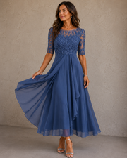 Esteline - Weiches festliches Kleid – Blau
