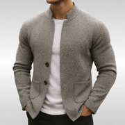 Eldhaven - Strukturierter Blazer mit Mandarin-Kragen – Grau