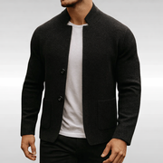 Eldhaven - Strukturierter Blazer mit Mandarin-Kragen – Schwarz