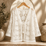 Aralynne - leichter, offener Cardigan – Weiß