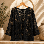 Aralynne - leichter, offener Cardigan – Schwarz