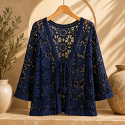 Aralynne - leichter, offener Cardigan – Marineblau