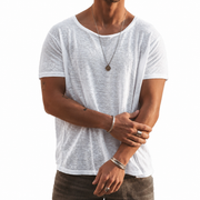 Leon | Herren Oversize T-Shirt Rundhals, lässiges Kurzarm Shirt – Weiß